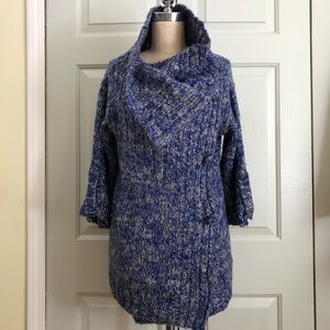 Solemio Cowl Side Button Sweater 3/4 Sleeves Sz M